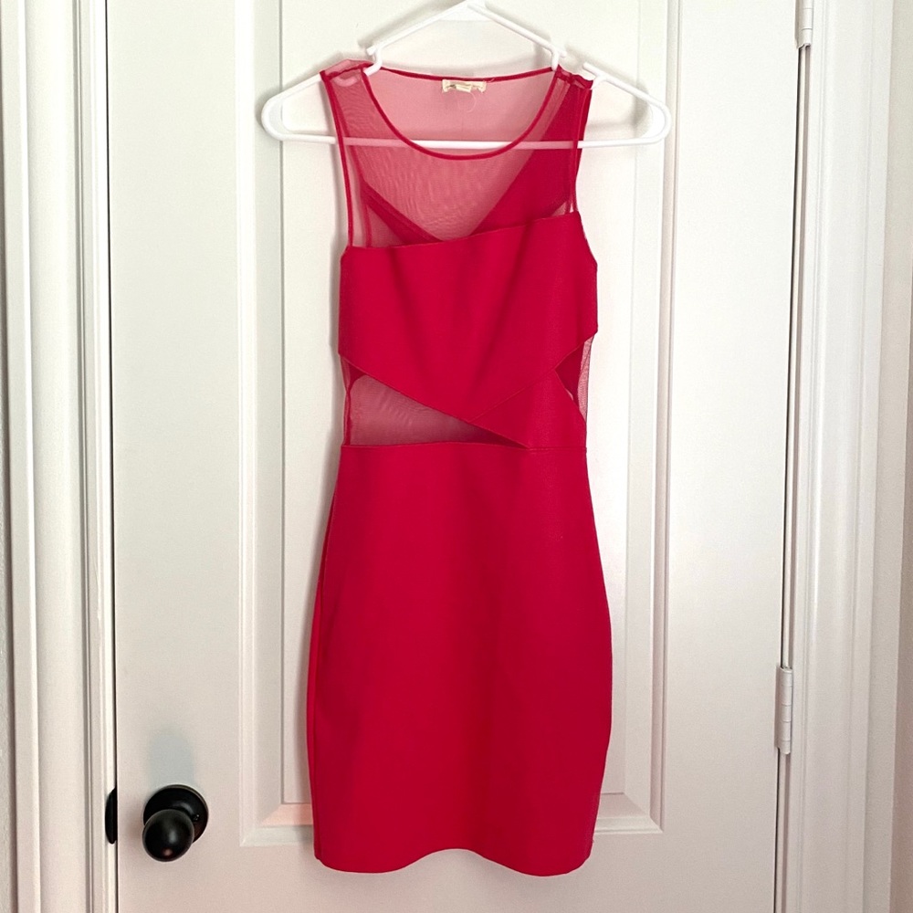 Pink Mesh Bandage Dress